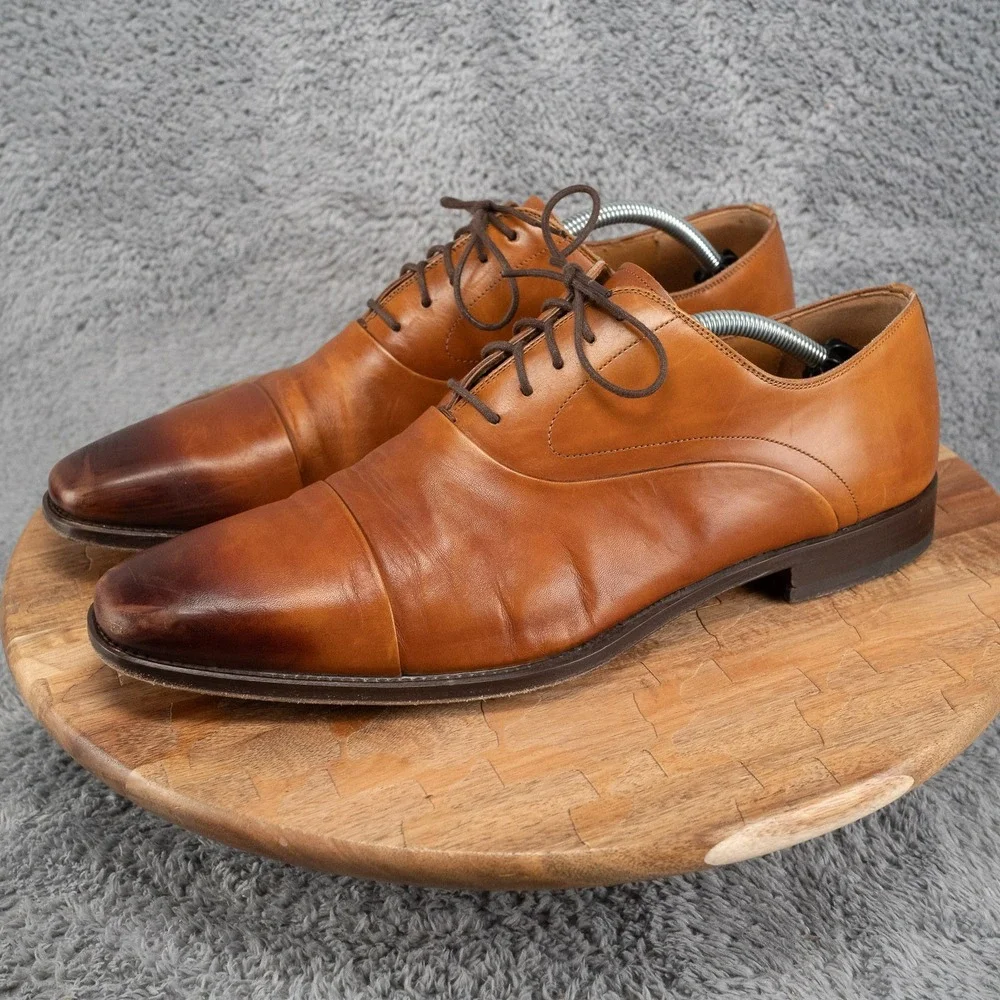Magnanni Saffron Cuero 15959 Cap Toe Leather Dress Oxford Cigar Brown Sz 11.5 M